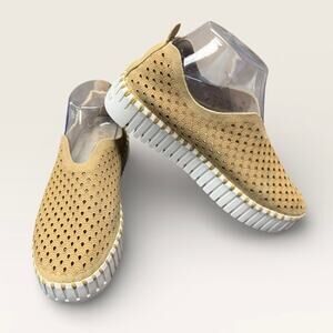 Ilse Jacobsen Tulip Laser-Cut Flats Shoes Tan EU 38 US 8